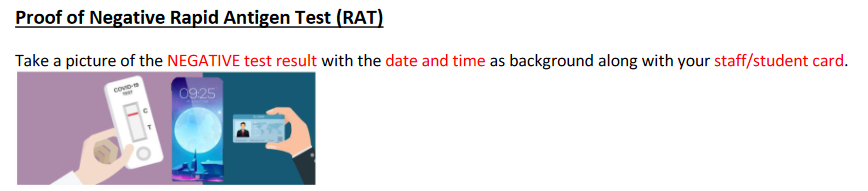 Proof of Negative Rapid Antigen Test (RAT)