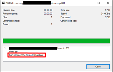 Cannot open the file as [zip] archive